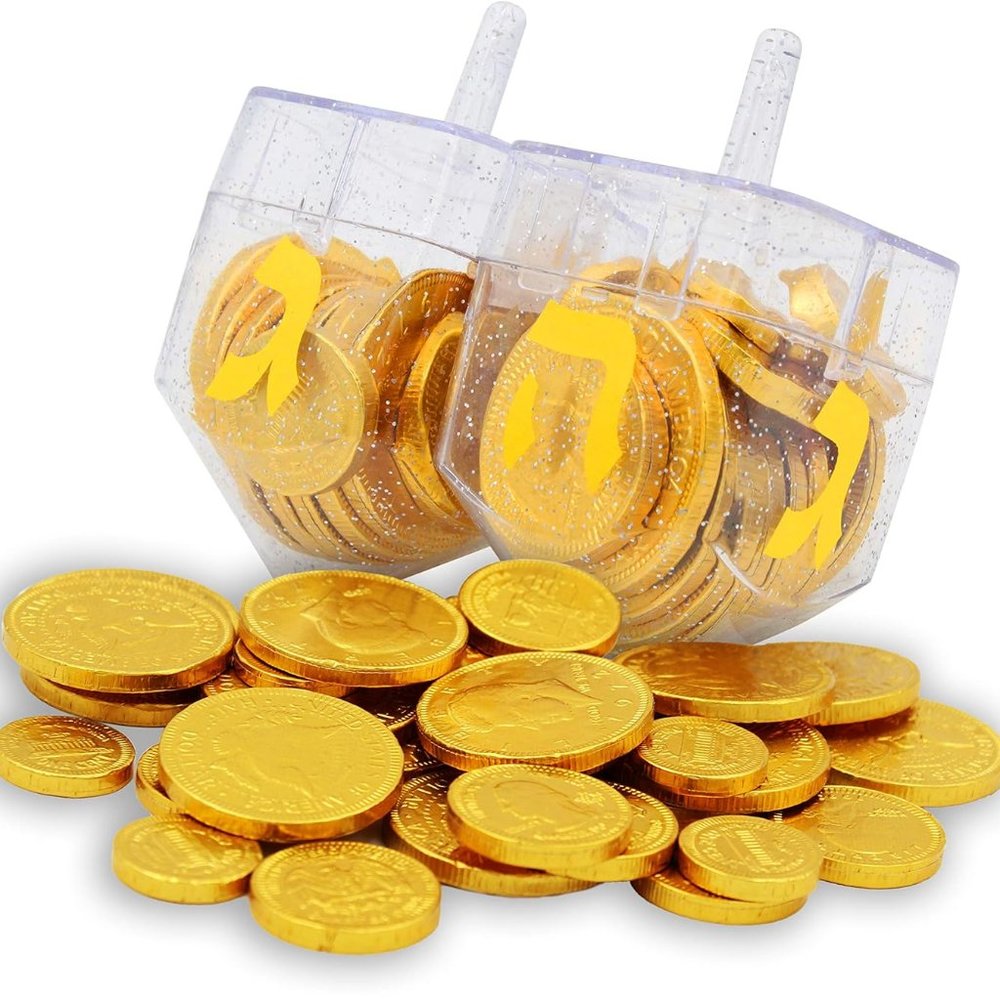Filled with Hanukkah Chocolate Gelt Coins, 10 Belgian Chocolate Half Dollar Coin